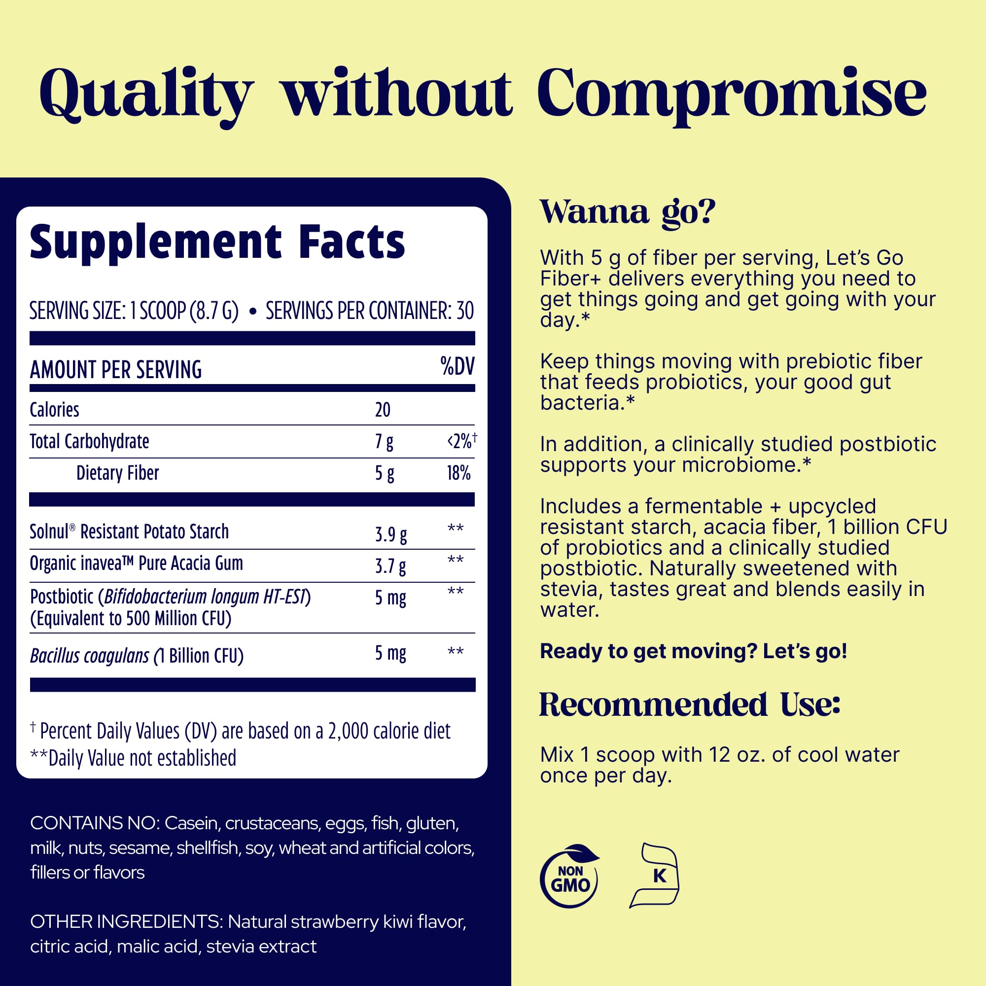 Enzymedica, Let’s Go Fiber+ Strawberry & Kiwi, Prebiotics & Probiotics, Postbiotic, Soluble Fiber for Gut Health, Regularity, Powder for Men & Women, Sugar-Free, 30 Servings Enzymedica Au supplements