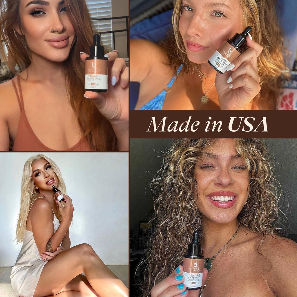Self Tanning Drops - USA Made with Natural & Organic Ingredients, Medium Face Tanning Drops to Add to Lotion