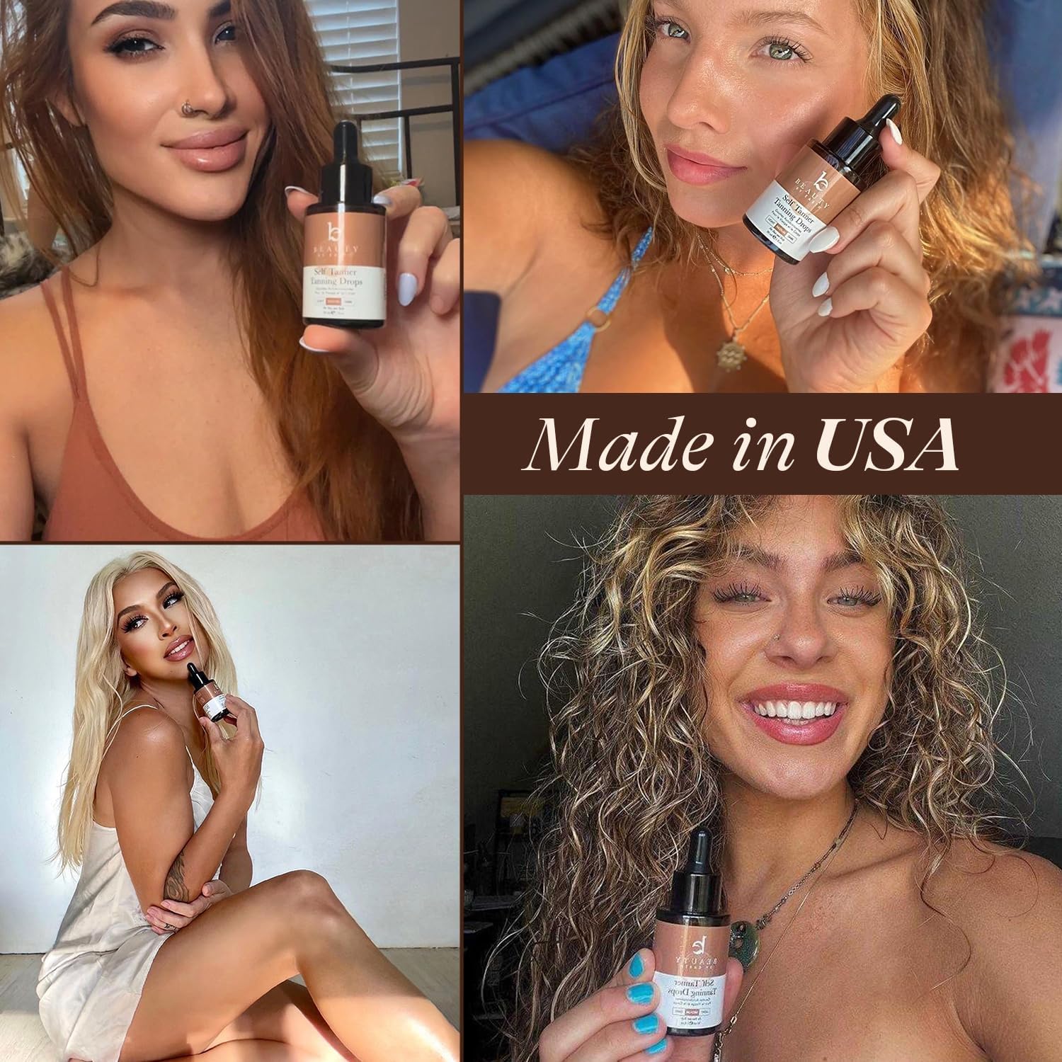 Self Tanning Drops - USA Made with Natural & Organic Ingredients, Medium Face Tanning Drops to Add to Lotion