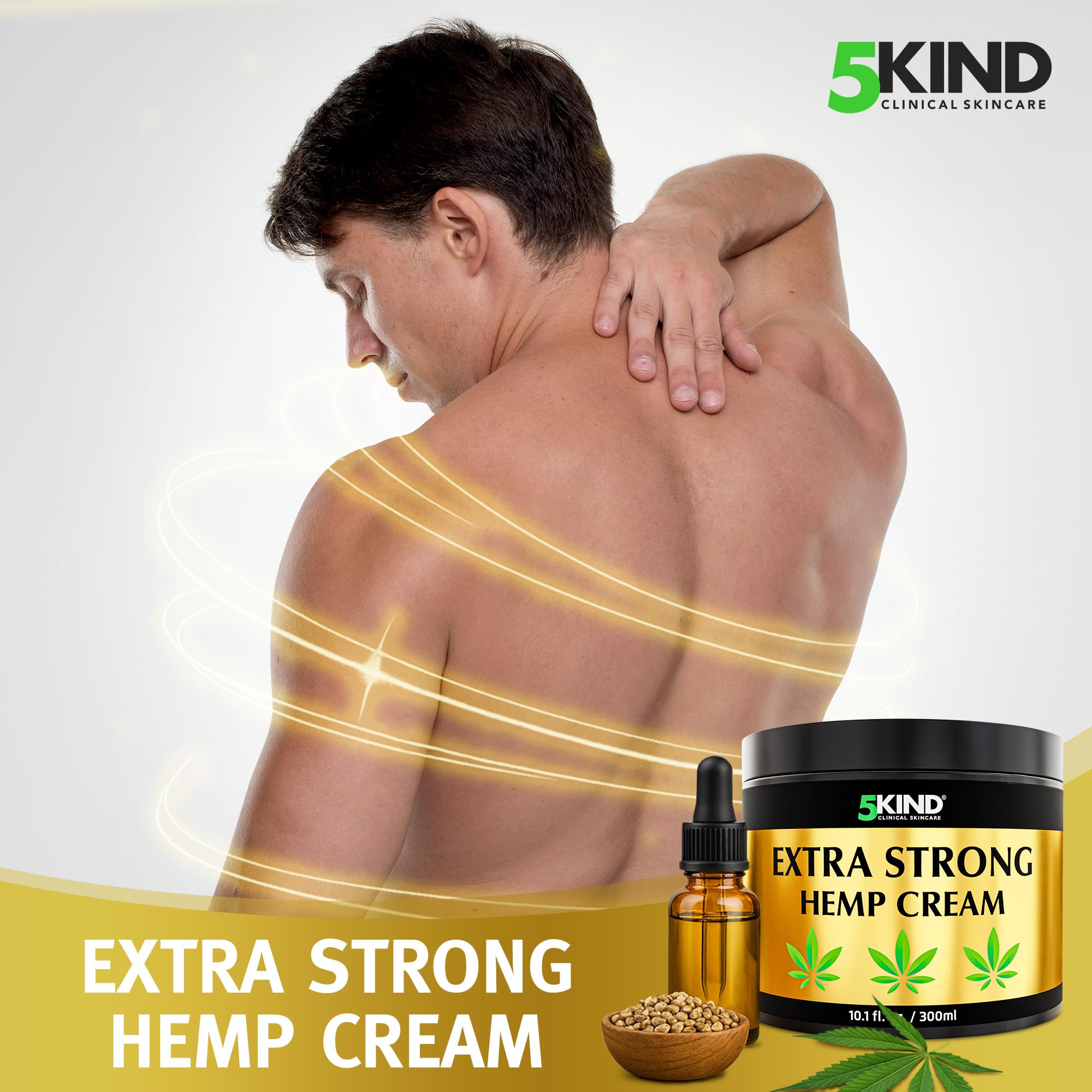 5kind Extra Strong Hemp Cream 10.1 fl oz - Maximum Strength - Natural Topical Cream - Muscle Rub for Lower Back, Joints, Neck, Knees, Shoulders 5kind clinical skincare Au supplements