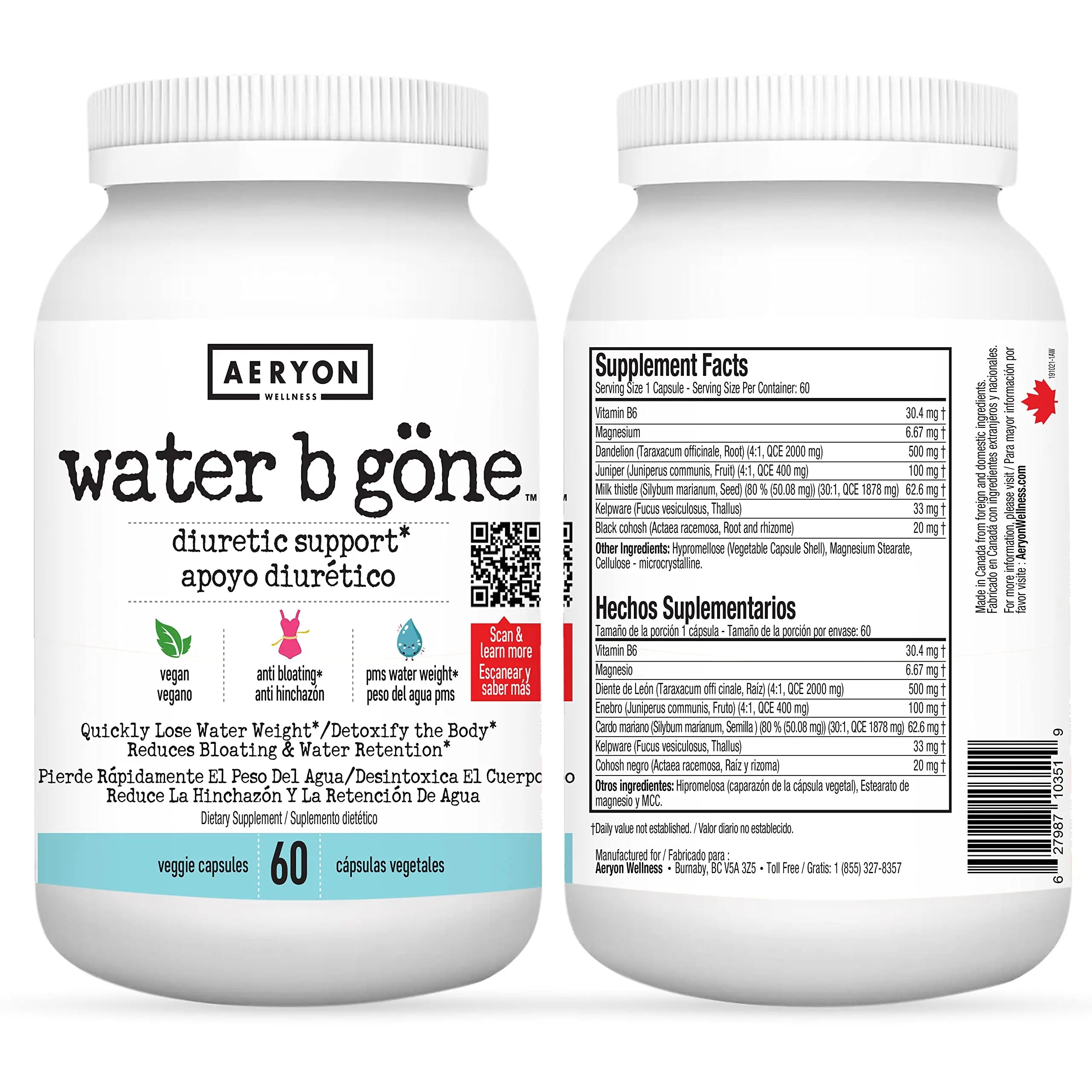 Water B Gone – Diuretic Pills for Women – Reduce Water Retention and Bloating – Find PMS Aeryon Ashlie Wellness Au supplements