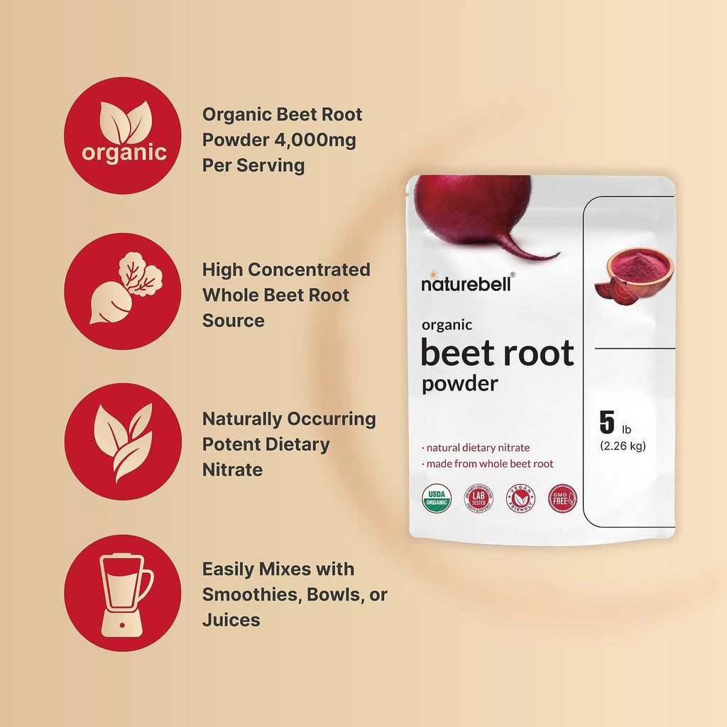 Organic Beet Root Powder 5Lbs | 4,000mg Per Serving – Concentrated Whole Beet Root NatureBell Au supplements