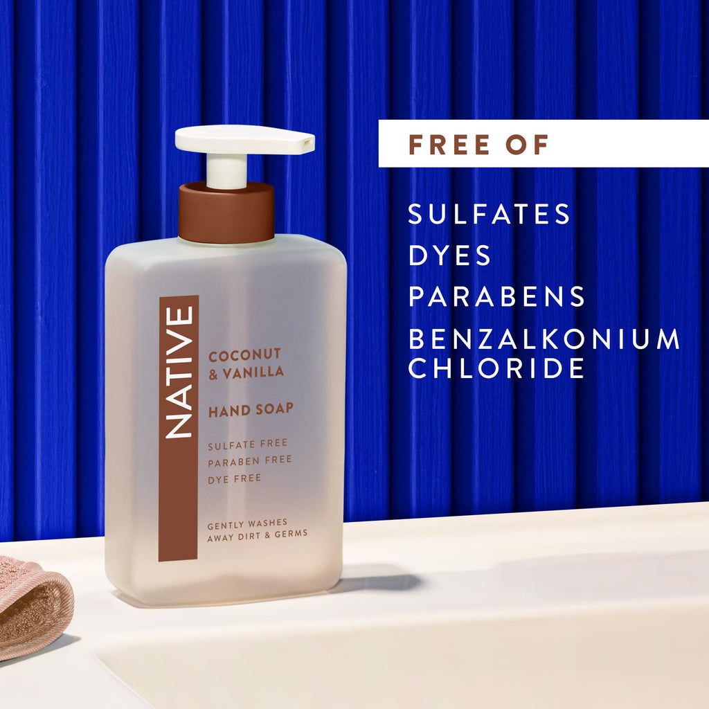 Native Liquid Hand Soap, Coconut & Vanilla Scent, Non-Drying Formula for Soft, Smooth Hands