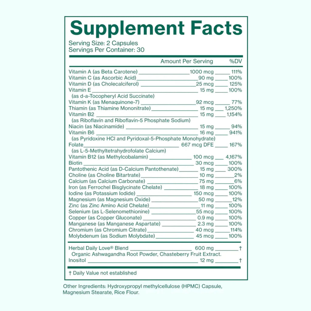 Love Wellness Daily Love Multivitamin for Women | Supports Energy, Cortisol, Immune Health, Stress Relief, & PMS | Complete with Vitamin D, C Love Wellness Au supplements