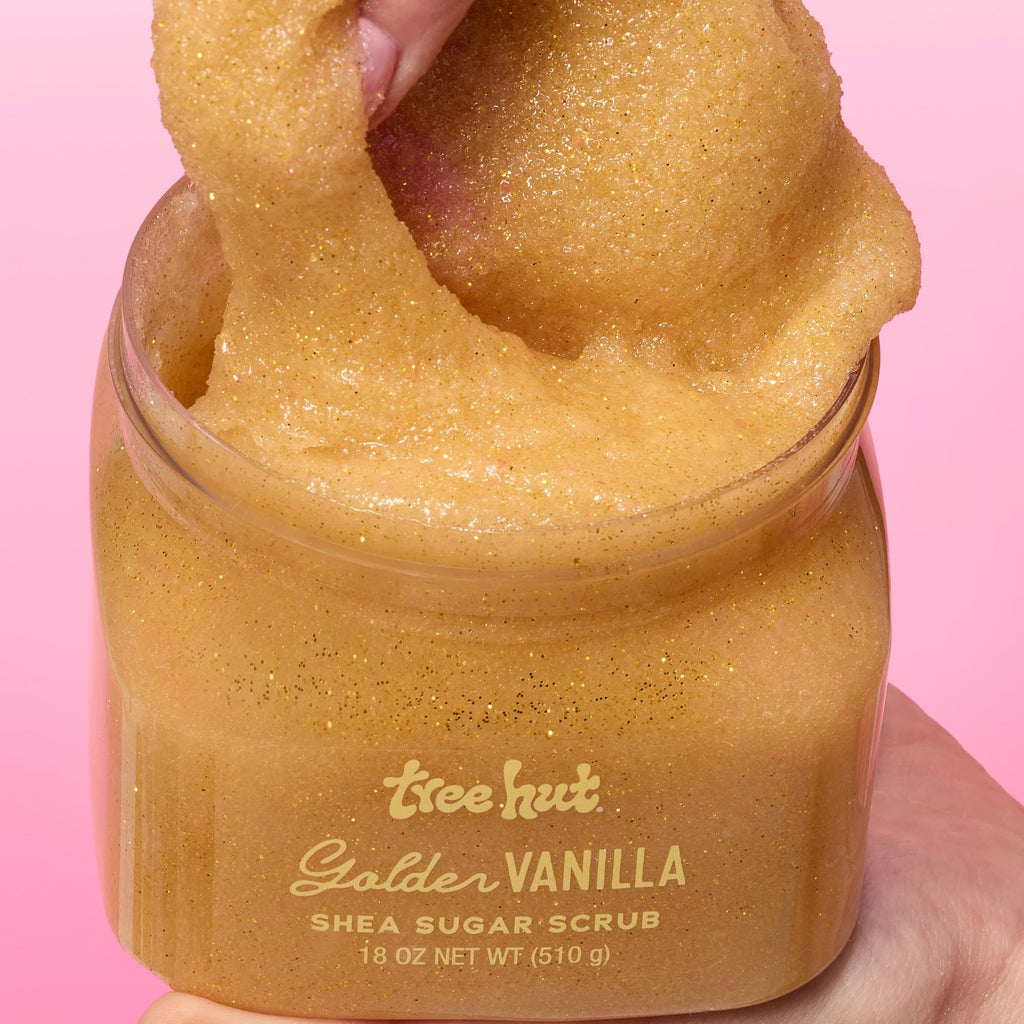 Tree Hut Golden Vanilla Shea Sugar Scrub, Exfoliating, Hydrating & Moisturizing Body Scrub with Shea Butter & Natural Oils