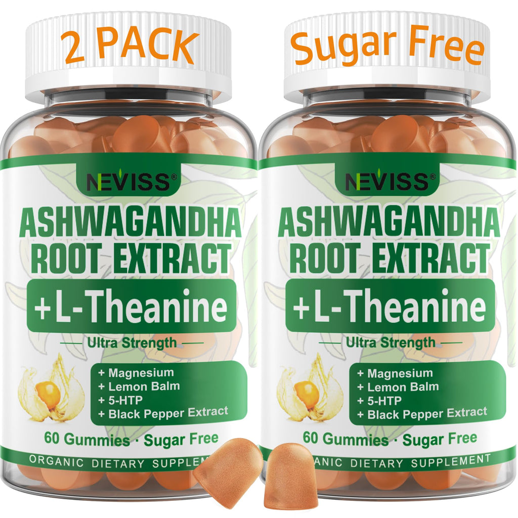 NEVISS Ashwagandha Gummies 2000mg, Feel Refreshed, Plus Proprietary Blend with L-Theanine, 5-HTP, Lemon Balm, Magnesium for Calm, Zzzs & Relaxation Support, 120 Count NEVISS Au supplements
