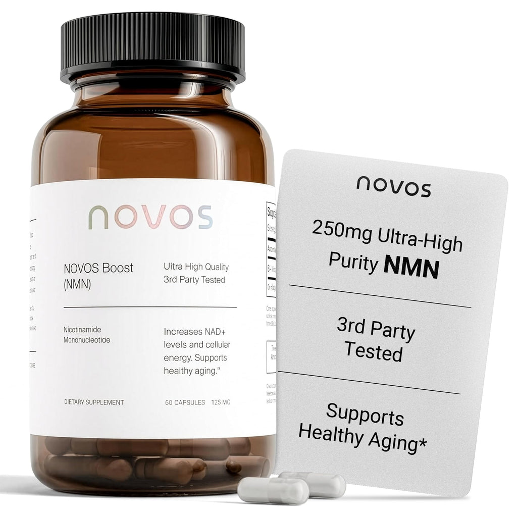 Novos Boost NMN - Contains 250 mg of High-Purity NMN, 60 Capsules, Supports Cellular Repair and DNA Protection, Boosts NAD+ Novos Au supplements