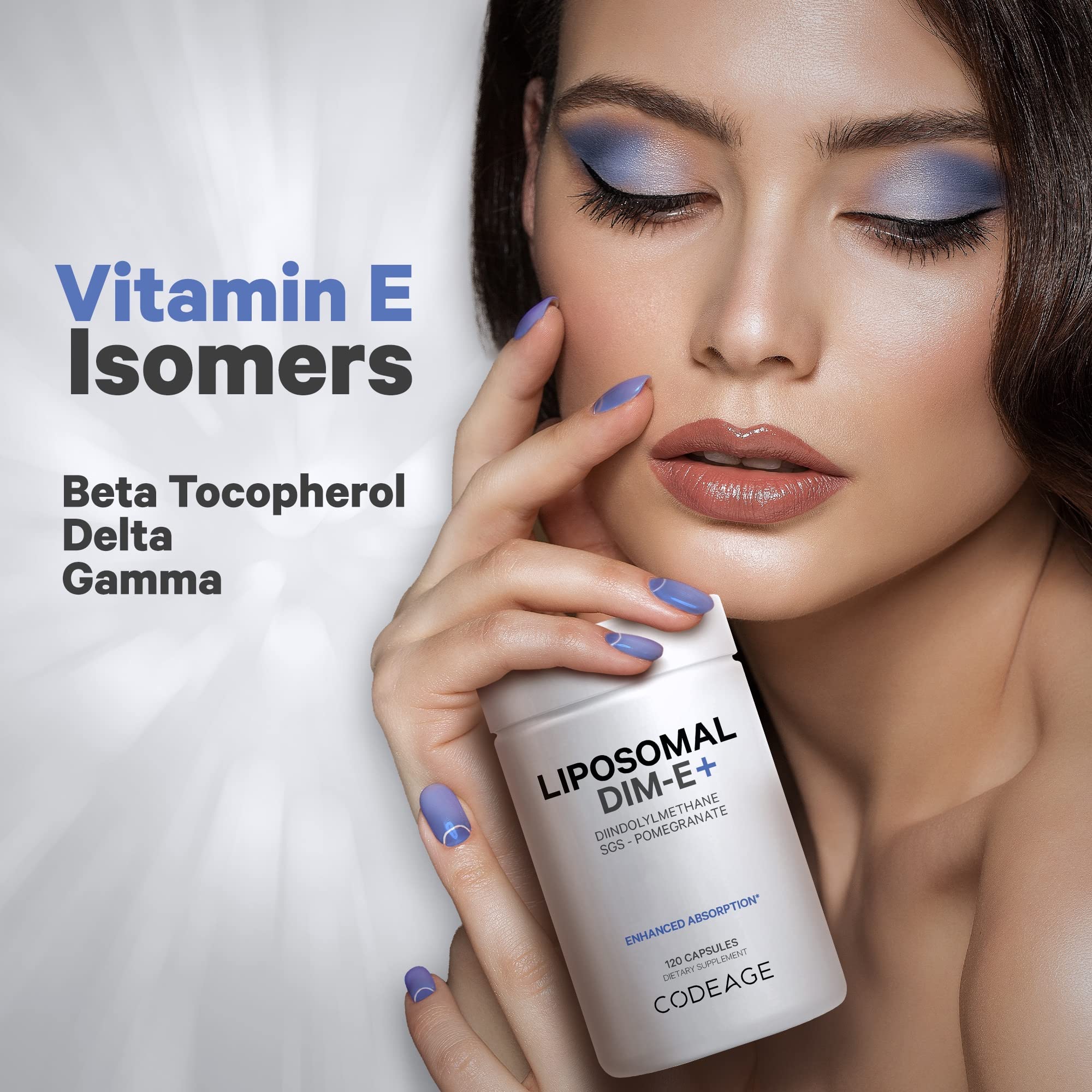 Codeage Liposomal DIM Supplement - 4 Months Supply of DIM Vitamins and SGS, Pomegranate, Broccoli, Vitamin E Isomers Tocopherols Alpha Beta Gamma Delta - Liposomal Formula - Gluten-Free - 120 Capsules Codeage Au supplements