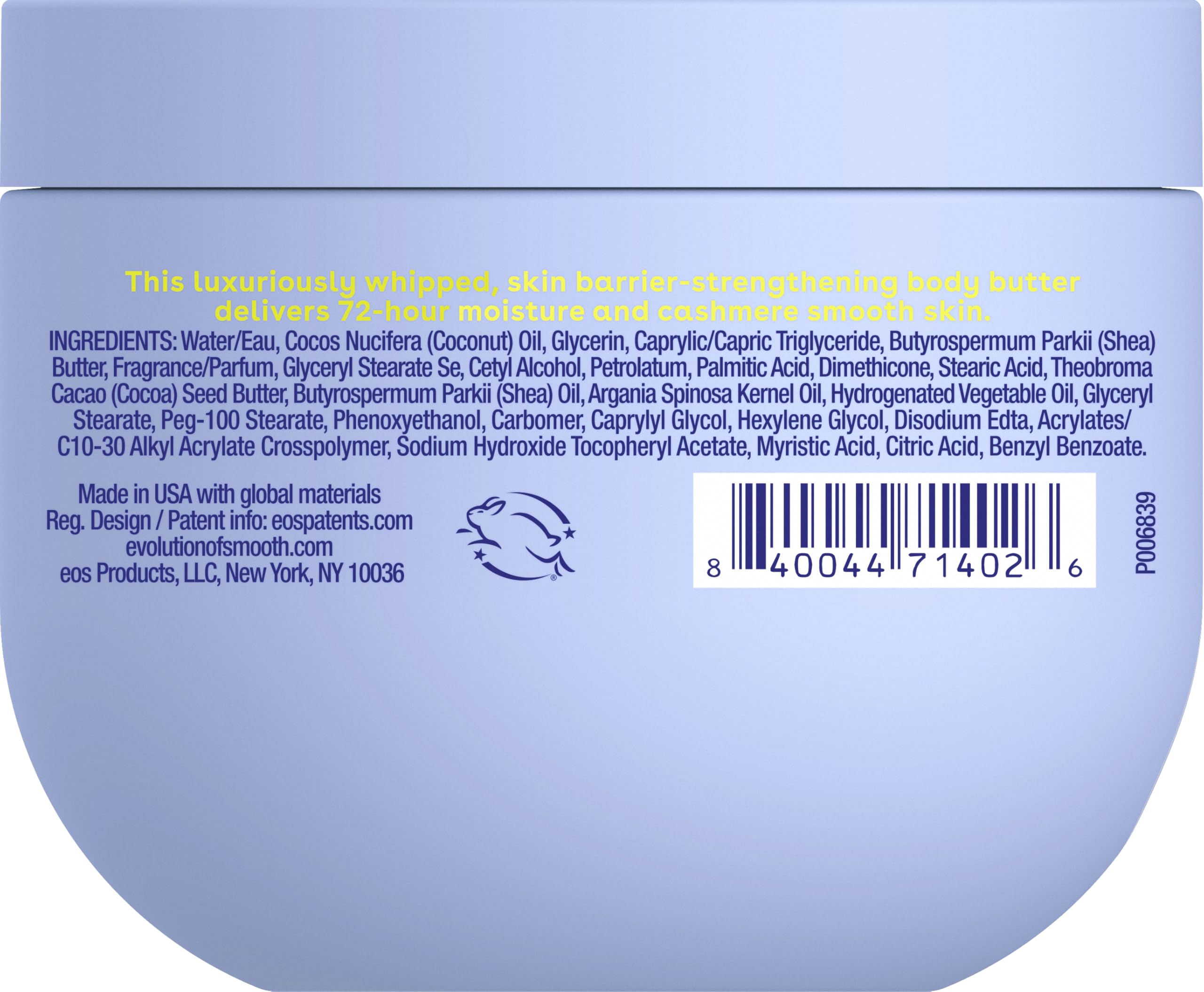 eos Cashmere Whipped Oil Body Butter, Vanilla Cashmere, 72 Hour Weightless Moisture