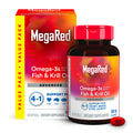 Megared Omega-3 Fish Oil + High Absorption Krill Oil 500mg Softgels, MegaRed Advanced 4in1 (80 count in a bottle) Concentrated Omega-3 Fish