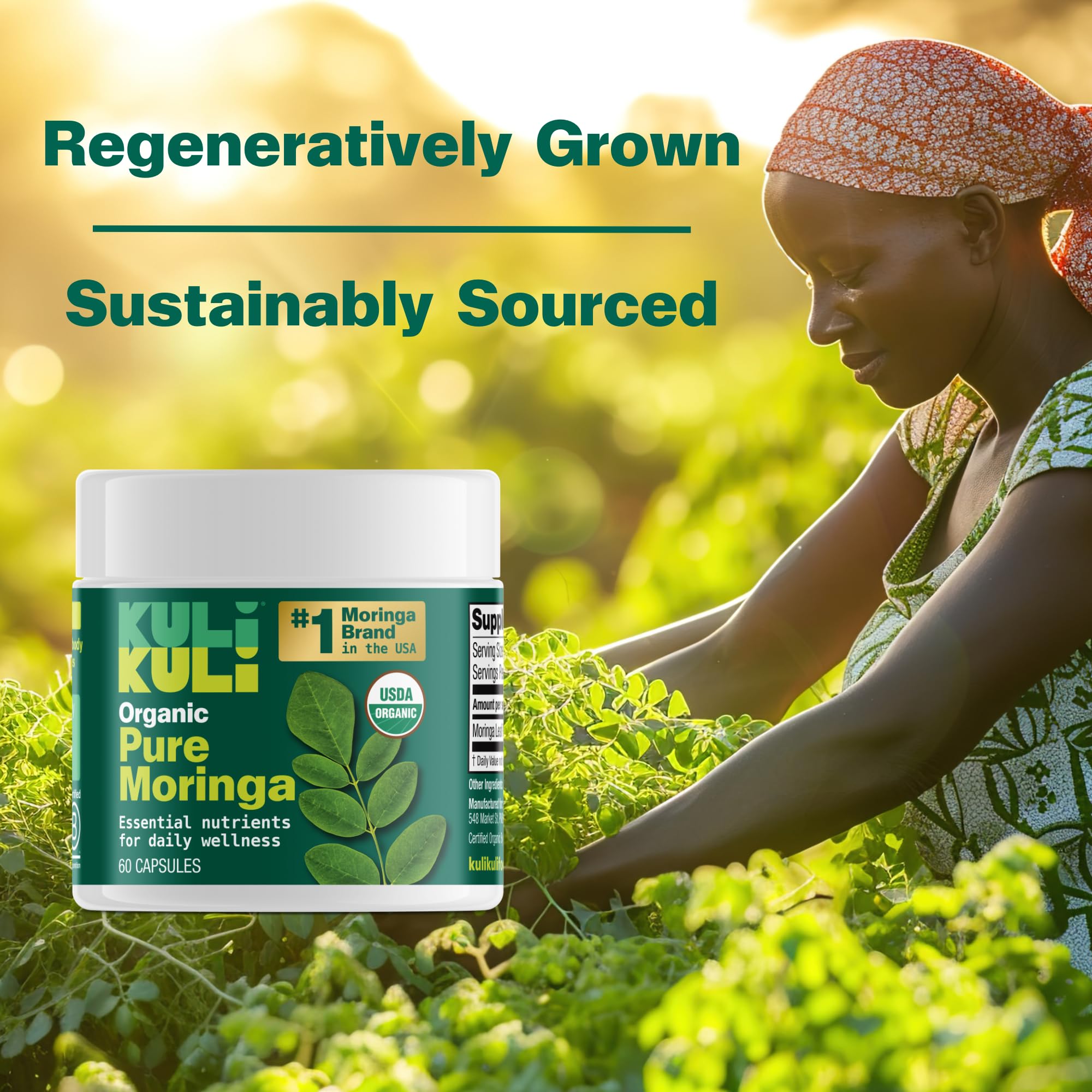 KULI KULI Organic Pure Moringa Capsules, 60 CT