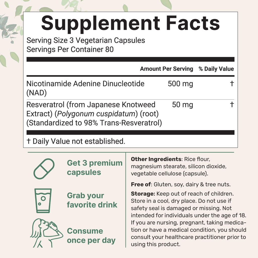 Micro Ingredients NAD+ 500mg with Resveratrol, 240 Veggie Capsules | 2-in-1 NAD Supplement for Women & Men | NMN Pathway Alternative | Non-GMO, Gluten Free Micro Ingredients Au supplements