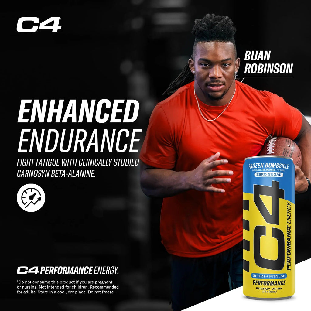 C4 Energy Drink 12oz (Pack of 24) - Frozen Bombsicle - Sugar Free Pre Workout Performance Cellucor Au supplements