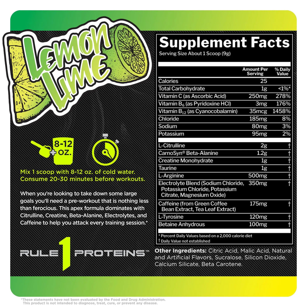Rule 1 R1 Roar, Lemon Lime - 9.52 oz - Pre-Workout Powder - with Creatine, Beta-Alanine Rule 1 Proteins Au supplements