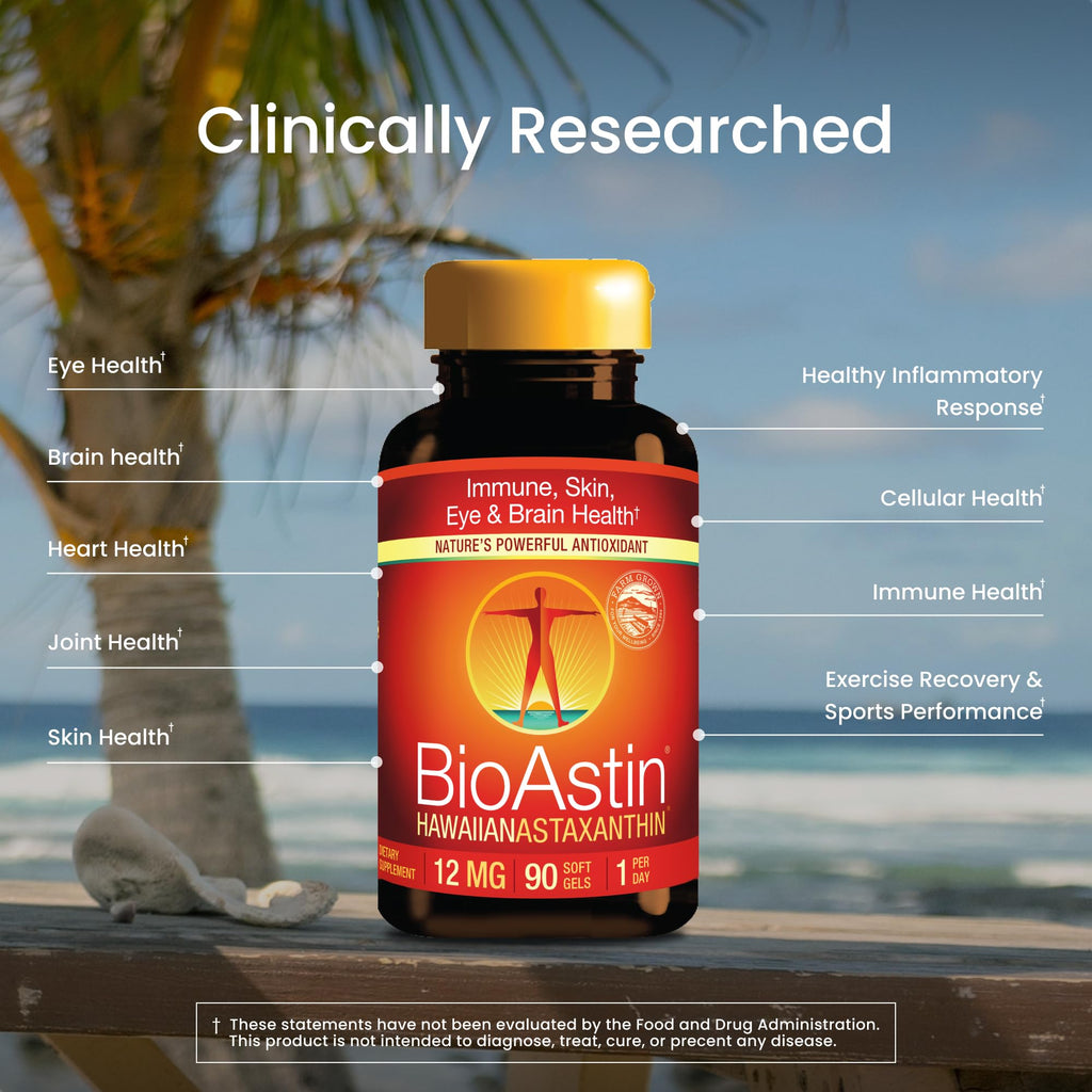 Nutrex Hawaii BioAstin Hawaiian Astaxanthin - 12mg, 90 Softgels - Farm-Direct Premium Antioxidant Supplement to Support Eye, Skin