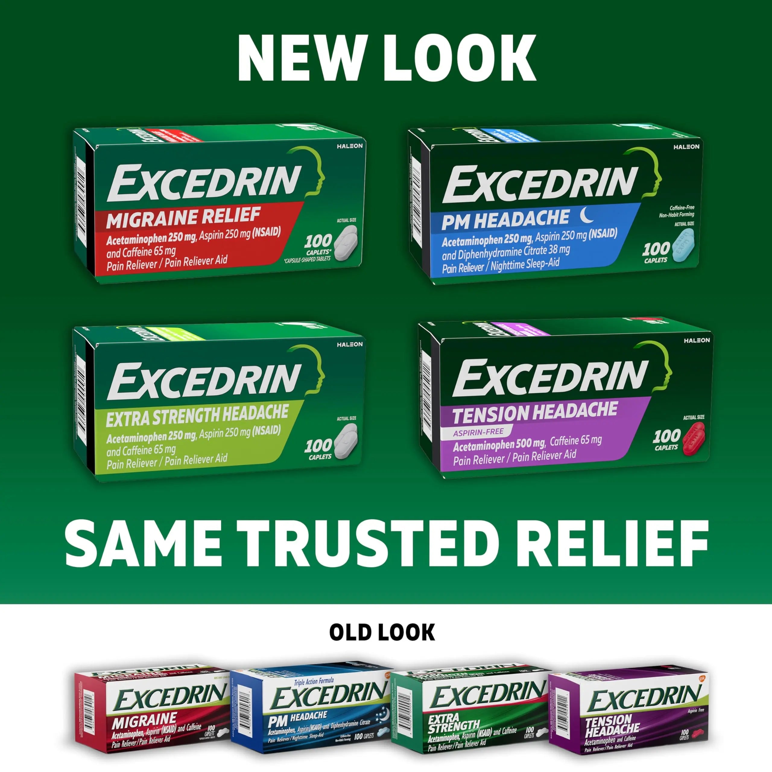 Excedrin Tension Headache Relief Caplets Without Aspirin for Head, Neck and Shoulder Pain Relief - 100 Count Excedrin Au supplements