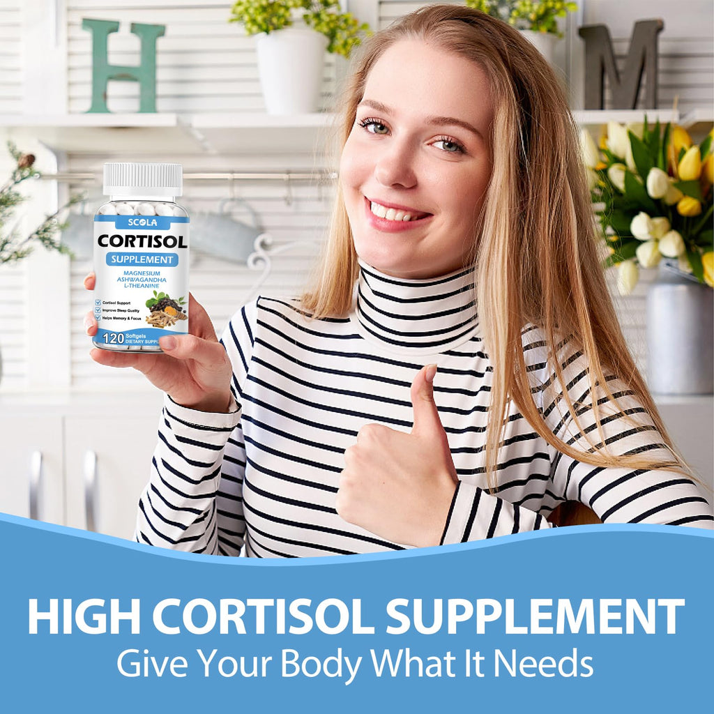SCOLA Cortisol Supplement for Women and Men with Magnesium, Ashwagandha/L-Theanine, Cortisol Detox Manager, Cortisol Reducer Supports Relaxation & Calm, Mood, Sleep, 120 Count SCOLA Au supplements