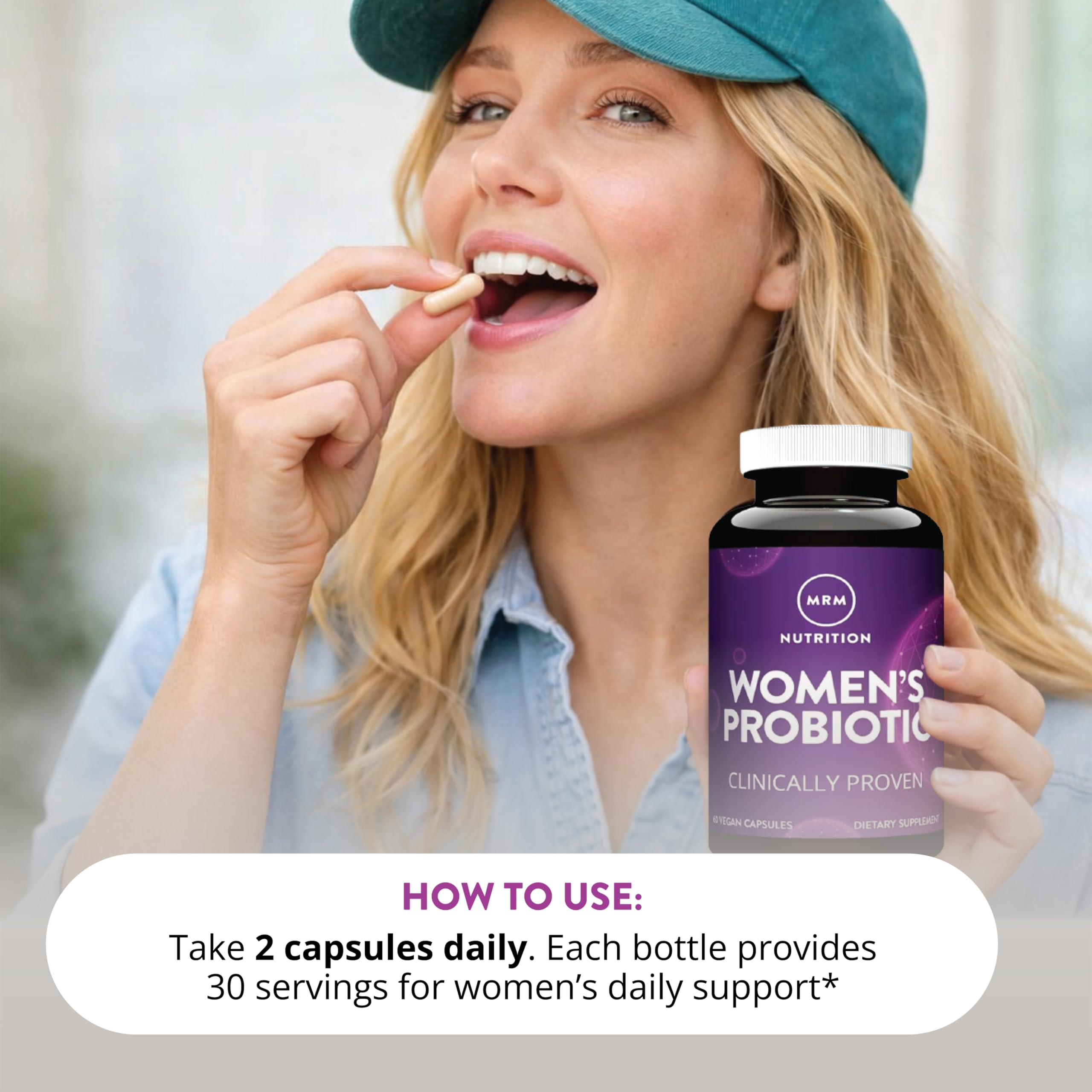 MRM Nutrition Women's Probiotics - Patented Formula Supports Urinary Tract, Vaginal, & Immune Health for Women, Prebiotic Supplement, 3.5 Billion Cells