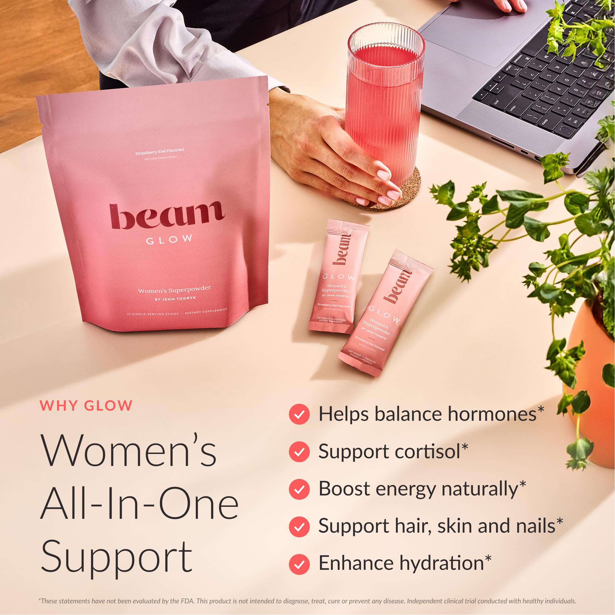 Beam Glow Hormone Balance Supplement for Women – Cortisol Supplement for Women, PMS Relief Supplement, Perimenopause & PCOS Support, Womens Vitamins,