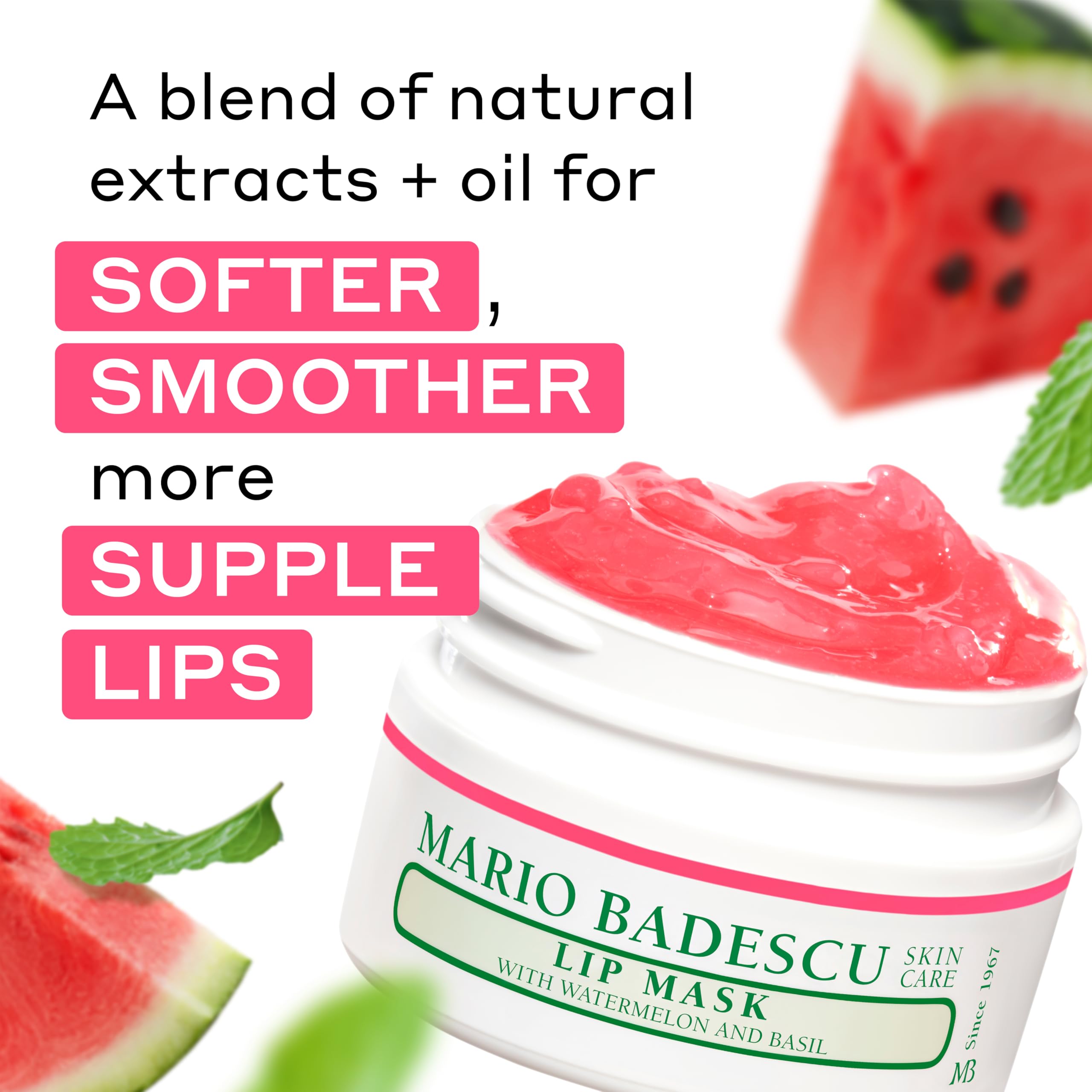 Mario Badescu Lip Mask with Watermelon & Basil for All Skin Types, Overnight Lip Treatment
