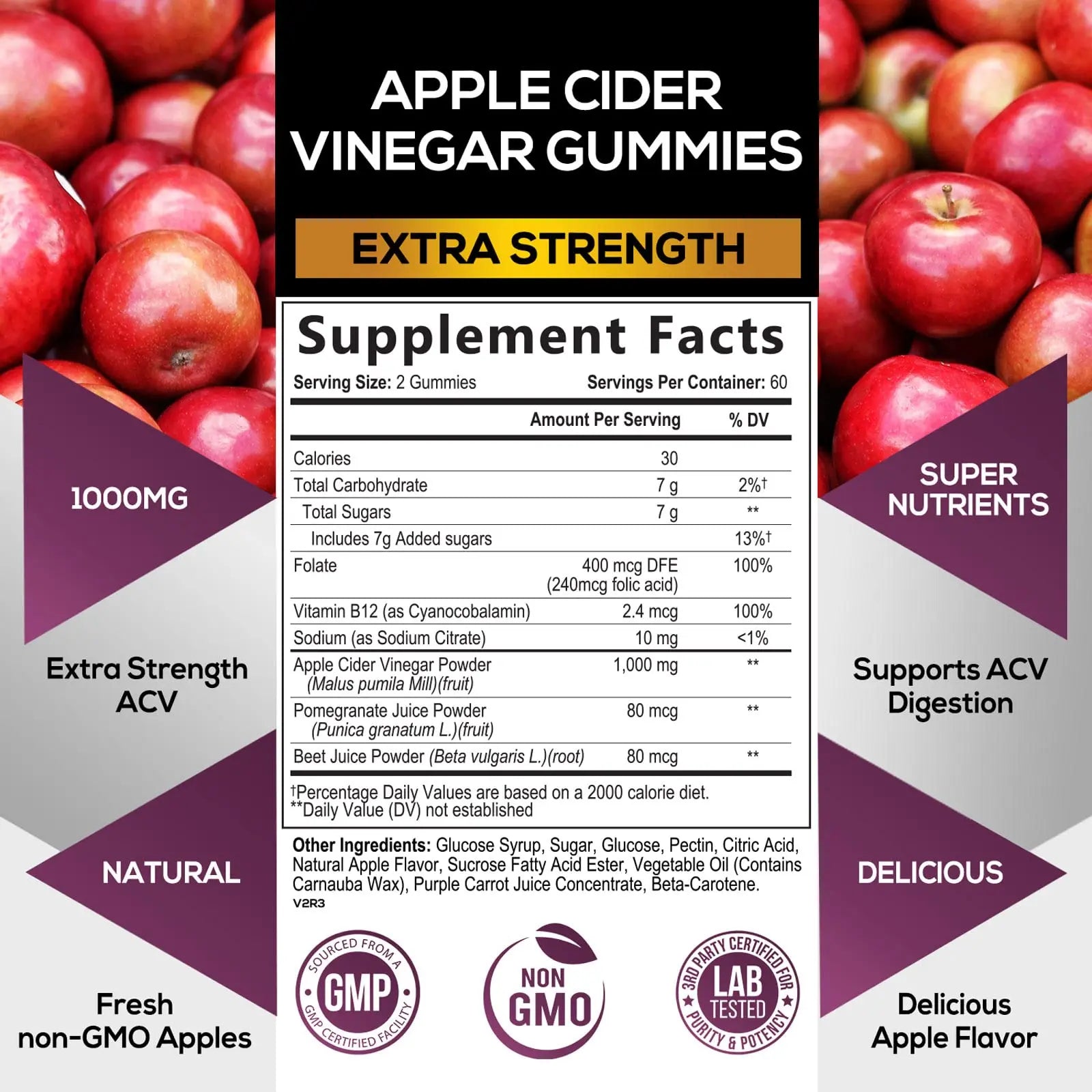Nature's Nutrition Apple Vinegar Gummy for Weight Loss 1000mg - Vegan Apple Cider Vinegar Nature's Nutrition Au supplements