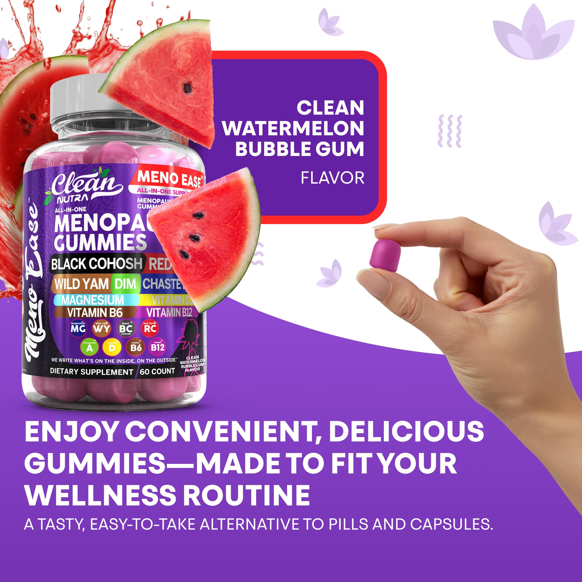 Menopause Supplement for Women Gummies with Black Cohosh, Wild Yam, DIM, Magnesium, Red Clover Chasteberry for Hormone Balance Relief Night Sweats Mood Plus Bergamot, Vitamin D3, Vitamin B6 B12 Clean Nutraceuticals Au supplements