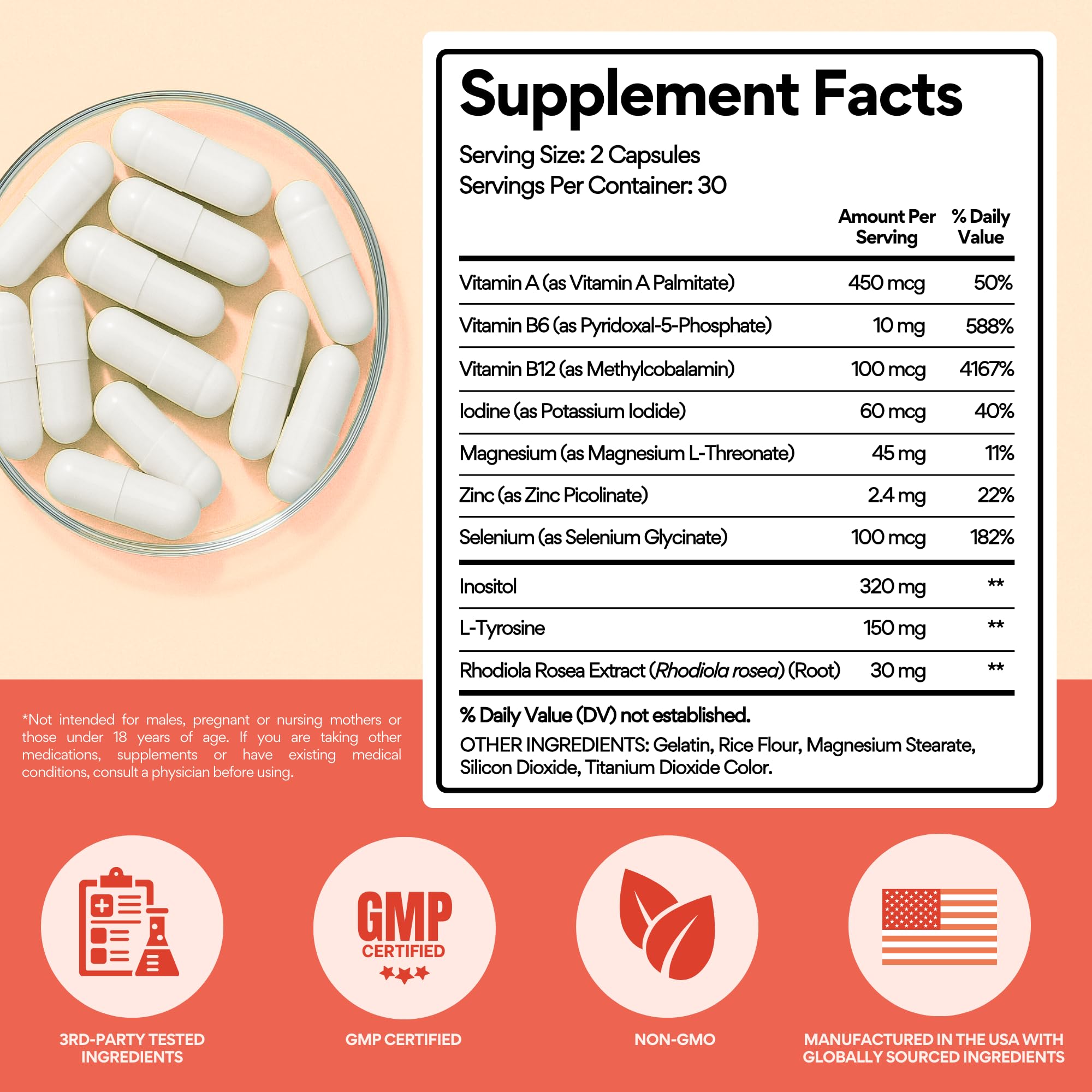 VoomVaya Go Go Thyroid - Thyroid Support for Women 30+ - Female-Focused Hormonal Balance & Thyroid Supplement with Iodine, Selenium & L Tyrosine - 3rd Party Tested - 60 Capsules VoomVaya Au supplements