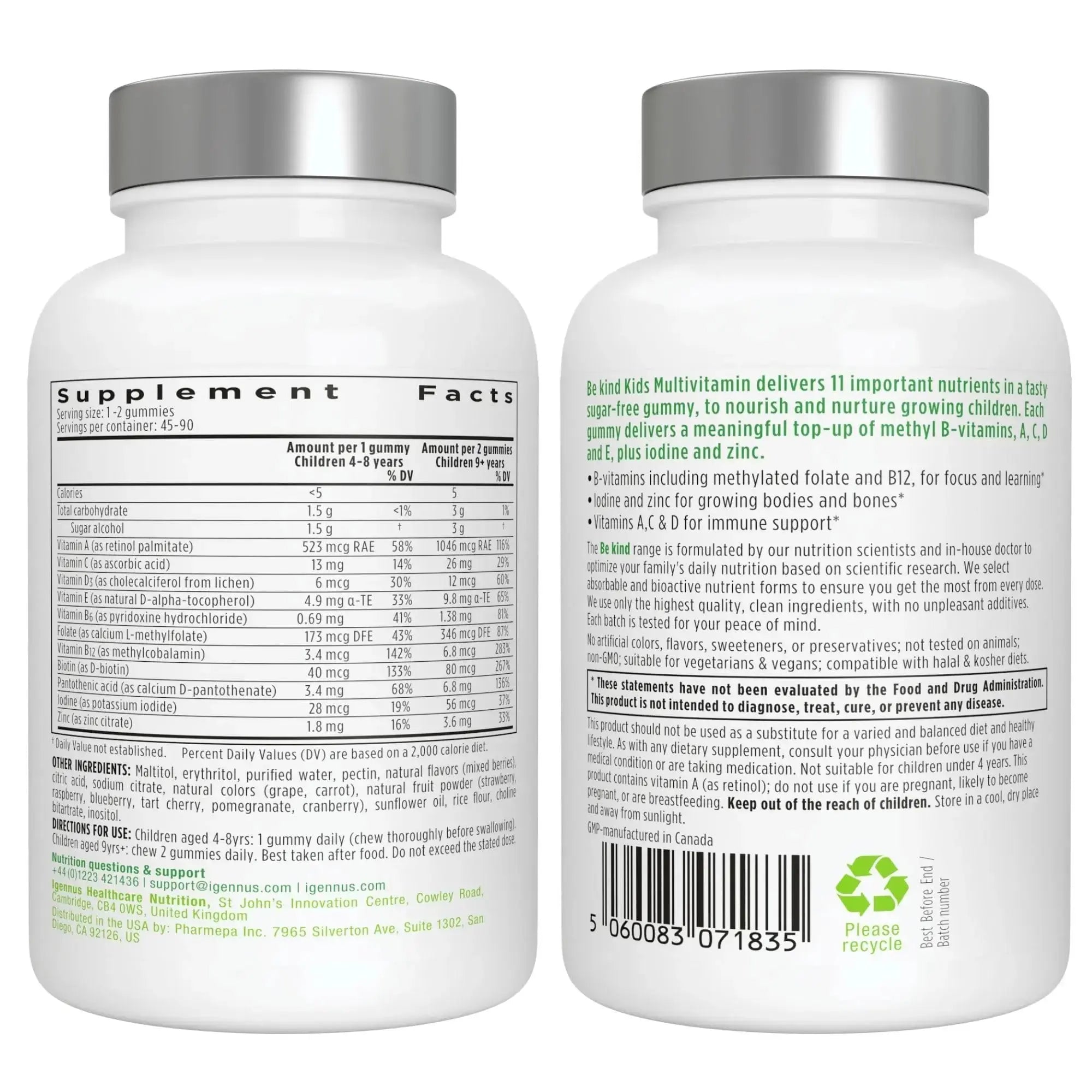 Multivitamin & Minerals for Women + Advanced Kids Multivitamin Gummy Vegan Bundle, with Methylated B-Vitamins, Vitamin A, C, D3 & E Igennus Healthcare Nutrition Au supplements