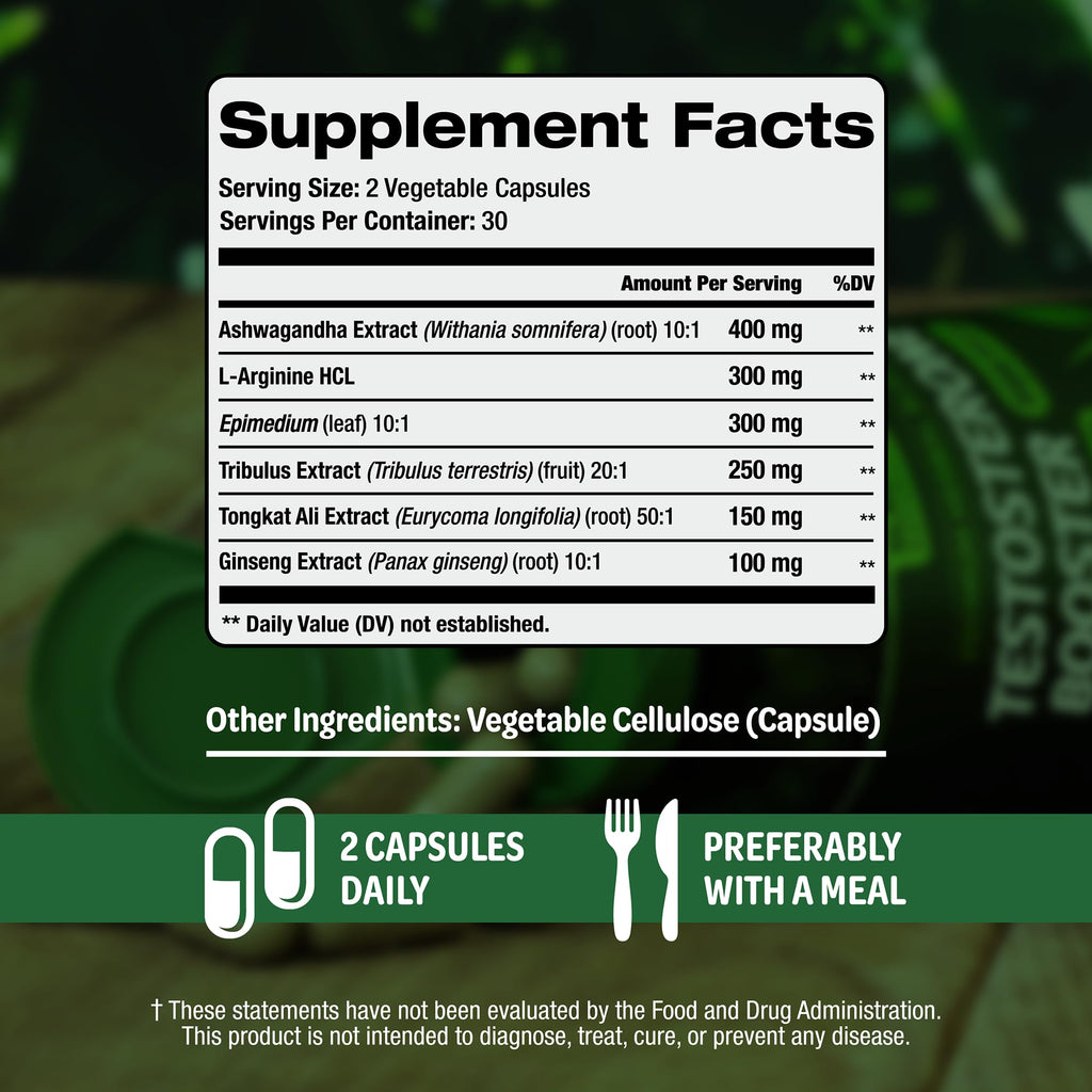 Testosterone Booster Supplement for Men - Male Enhancing Test Boost - Ashwagandha, L-Arginine, Tongkat Ali, Tribulus + More - Workout, Build Muscle, Strength, Energy & Performance - 2 Month Supply SLADAK NATURALS ㅤ Au supplements