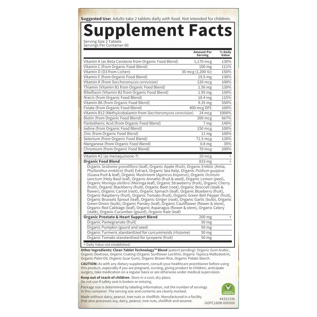 Garden of Life Organics Whole Food Multivitamin for Men 40+ 120 Tablets, Vegan Mens Multi for Health Garden of Life Au supplements