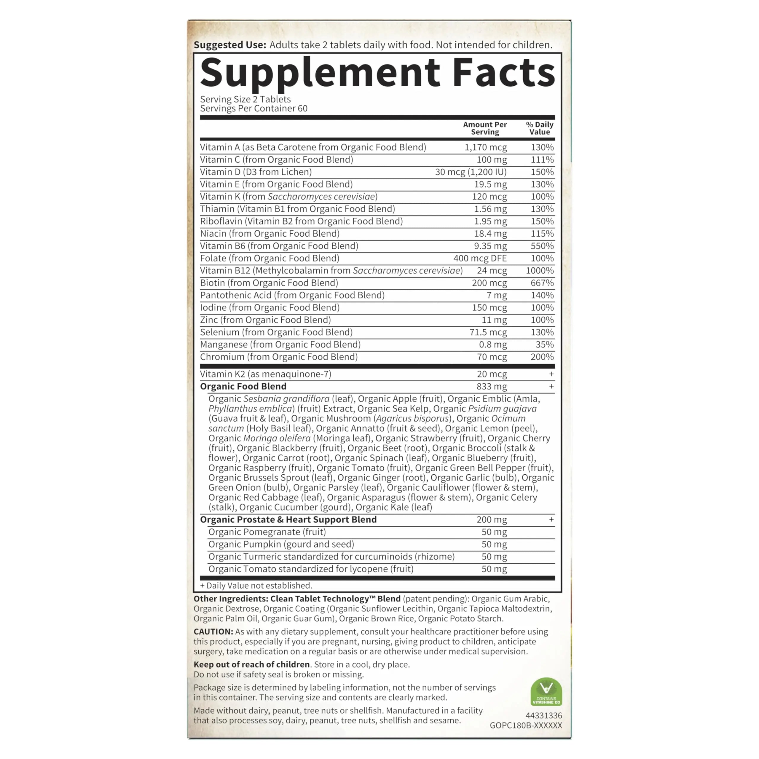 Garden of Life Organics Whole Food Multivitamin for Men 40+ 120 Tablets, Vegan Mens Multi for Health Garden of Life Au supplements