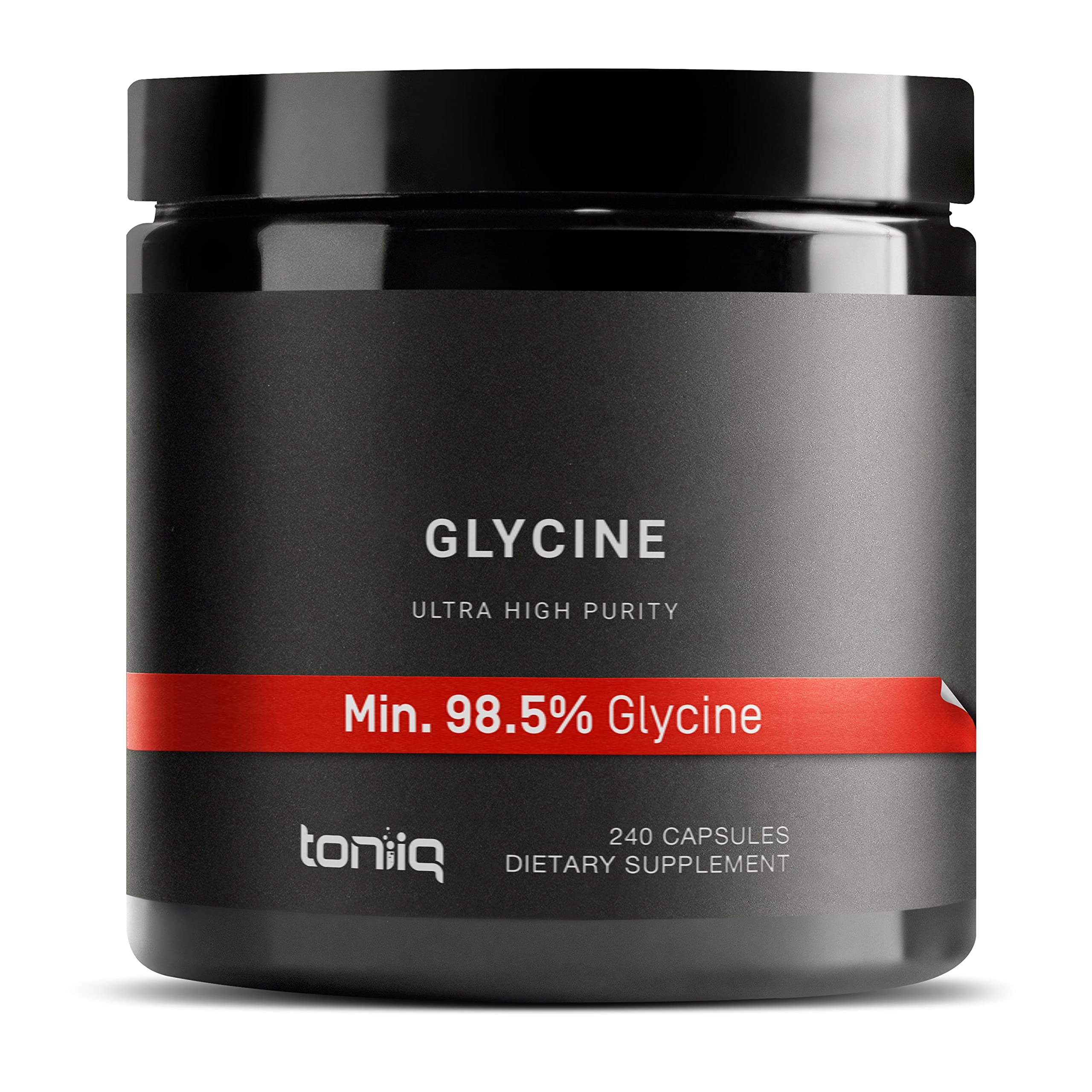 Toniiq 1300mg Glycine Supplements - 4 Month Supply - Min. 98.5%+ Tested Purity - Ultra High Strength and Bioavailable Glycine Powder Supplement - 240 Vegetarian Glycine Capsules - 120 Servings Toniiq Au supplements
