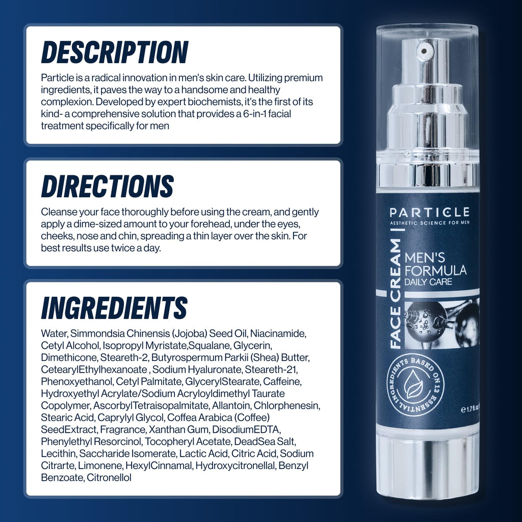 Particle 6-in-1 Face Cream for Men, Men’s Daily Hydrating Moisturizer with Vitamin c