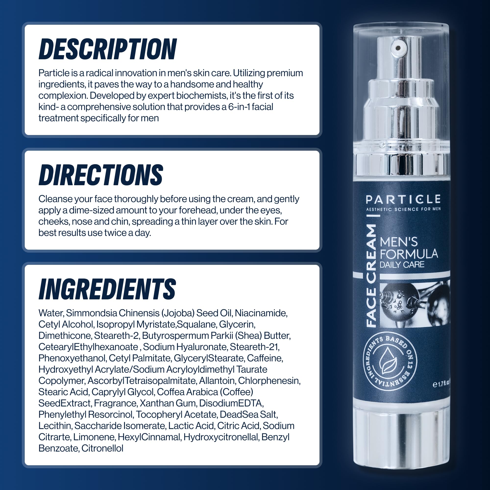 Particle 6-in-1 Face Cream for Men, Men’s Daily Hydrating Moisturizer with Vitamin c