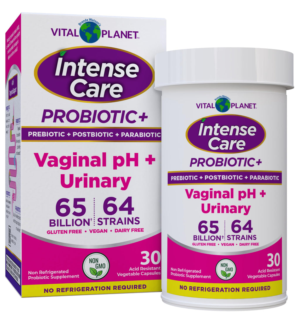 Vital Planet - Intense Care Vaginal pH & Urinary Probiotics for Women Plus Organic Prebiotics, Postbiotics, and Parabiotics, 65 Billion CFU and 64 Strains, Immune and Digestive Health 30 ct Vital Planet Au supplements