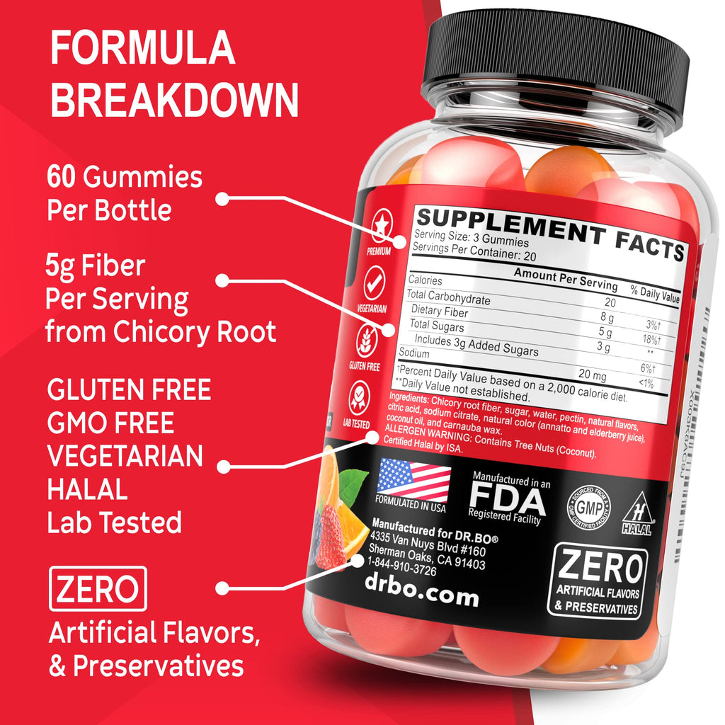Fiber Gummies for Adults & Kids - Tasty Gummy Prebiotic Fiber Supplement, Max Digestive