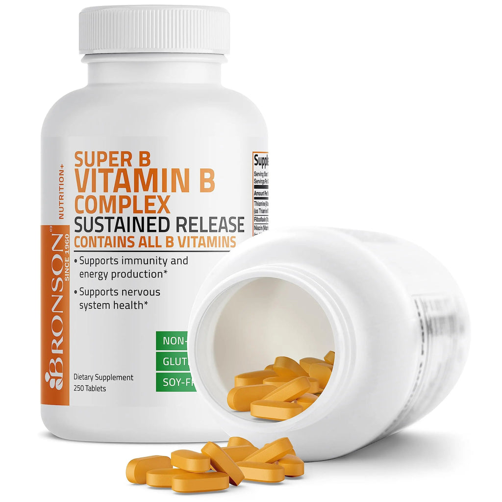 Bronson Super B Vitamin B Complex Sustained Slow Release Vitamin B1, B2, B3, B6, B9 Bronson Au supplements