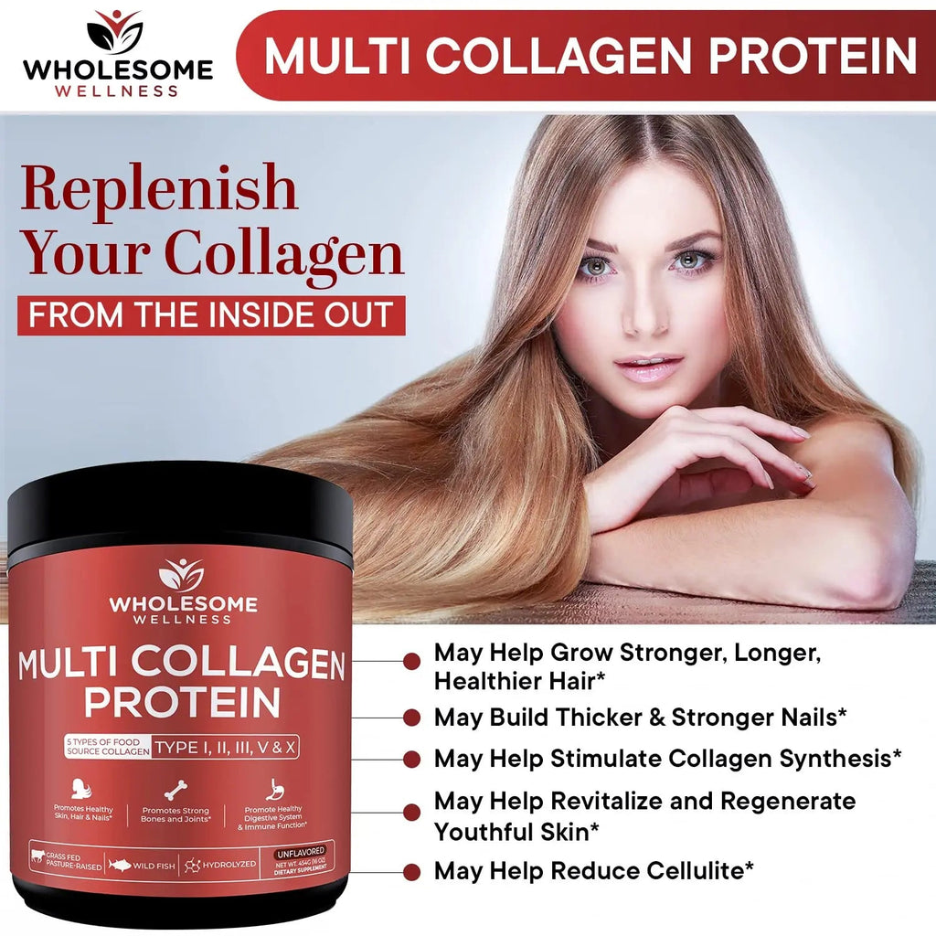 Multi Collagen Protein Powder Hydrolyzed (Type I II III V X) Grass-Fed All-in-One Super Wholesome Wellness Au supplements