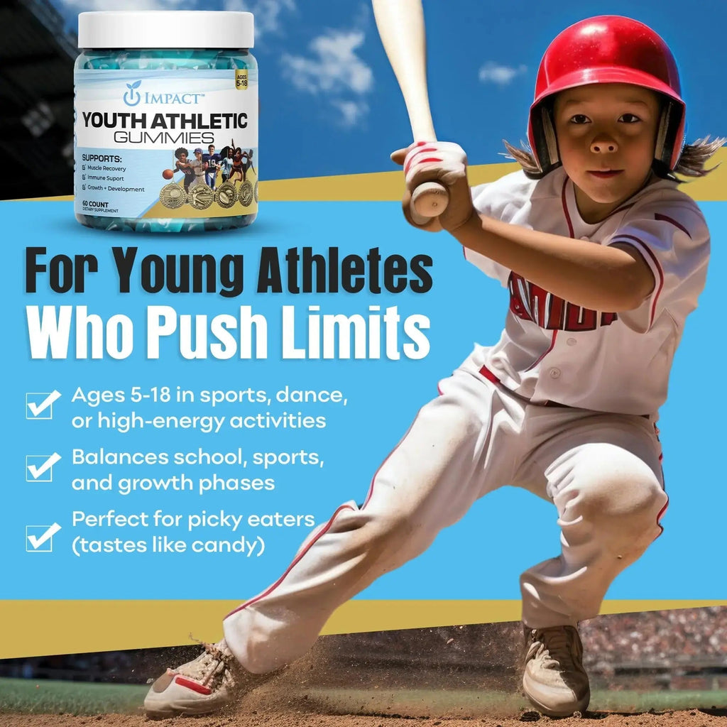 Youth Athletic Gummies – Kids Multivitamin Gummies with Essential Nutrients, Immune & Energy Support, Vegan & Gelatin-Free IMPACT Au supplements