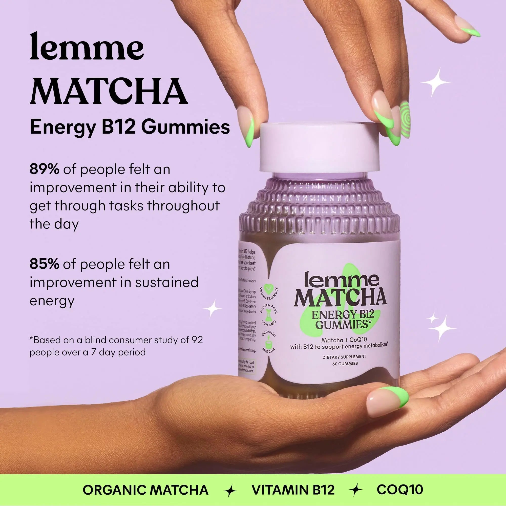 Lemme Matcha Superfood Energy Gummies with Organic Matcha Green Tea, Vitamin B12 Lemme Au supplements