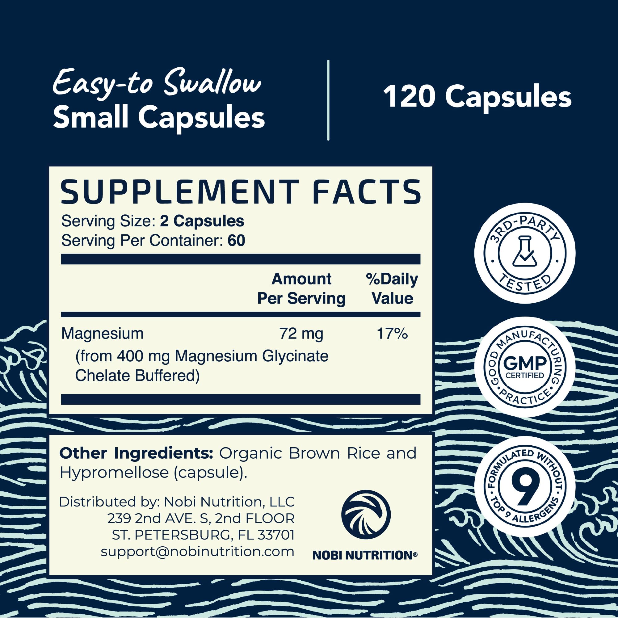 Magnesium Glycinate 400mg | High Absorption Formula for Sleep, Calm, Muscle Relaxation, Heart, Bone & Nerve Support for Women & Men | Chelated Magnesium Glycinate Supplement | 120 Ct (2 Month Supply) Nobi Nutrition Au supplements
