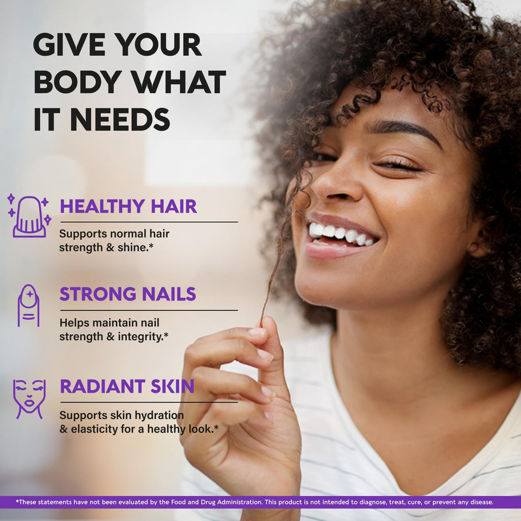 NUTRAHARMONY Biotin | Collagen | Hyaluronic Acid | Keratin - Support Normal Hair Growth Cycle - Skin & Nails - 25000mcg Vitamins B1, B2, B3, B6 & B7