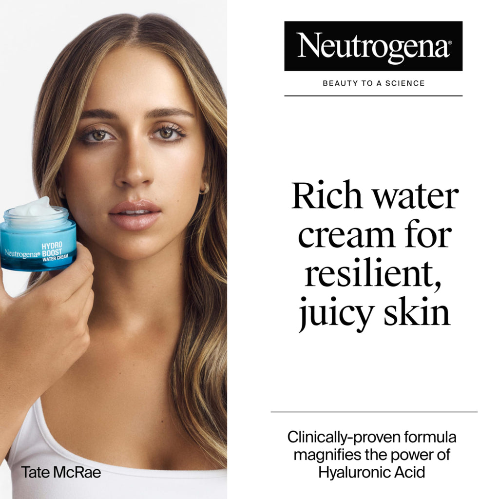 Neutrogena Hydro Boost Water Cream, 72 Hr Hydration for Normal/Extra Dry Skin, Fragrance Free, Face Moisturizer with Hyaluronic Acid, 1.7 oz