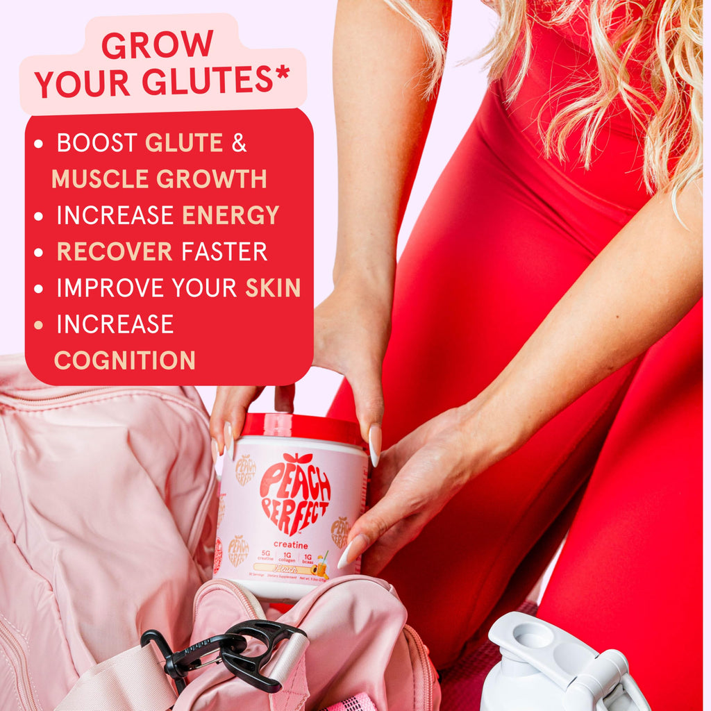 Peach Perfect Creatine Blend for Women – Micronized Creatine Monohydrate with BCAA & Collagen for Glute Strength Support – Strawberry Acai – 30 Servings Peach Perfect Au supplements