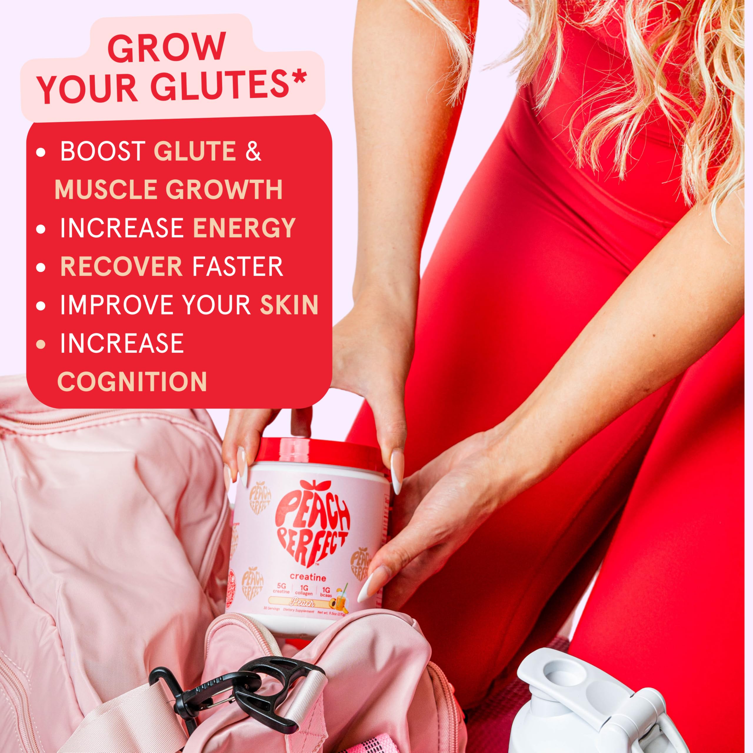 Peach Perfect Creatine Blend for Women – Micronized Creatine Monohydrate with BCAA & Collagen for Glute Strength Support – Strawberry Acai – 30 Servings Peach Perfect Au supplements
