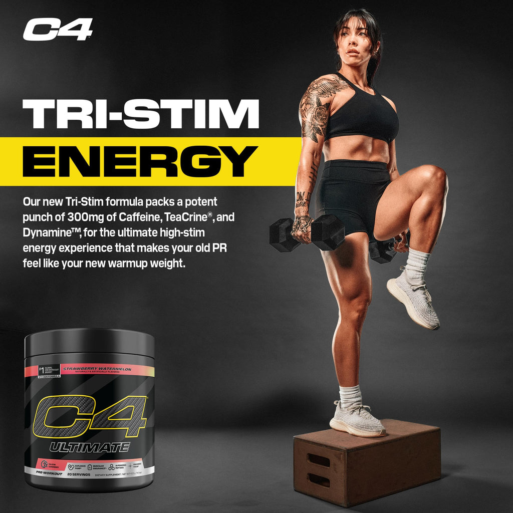 C4 Ultimate Pre Workout Powder Watermelon - Sugar Free Preworkout Energy Supplement for Men & Women - 300mg Caffeine + 3.2g Beta Alanine