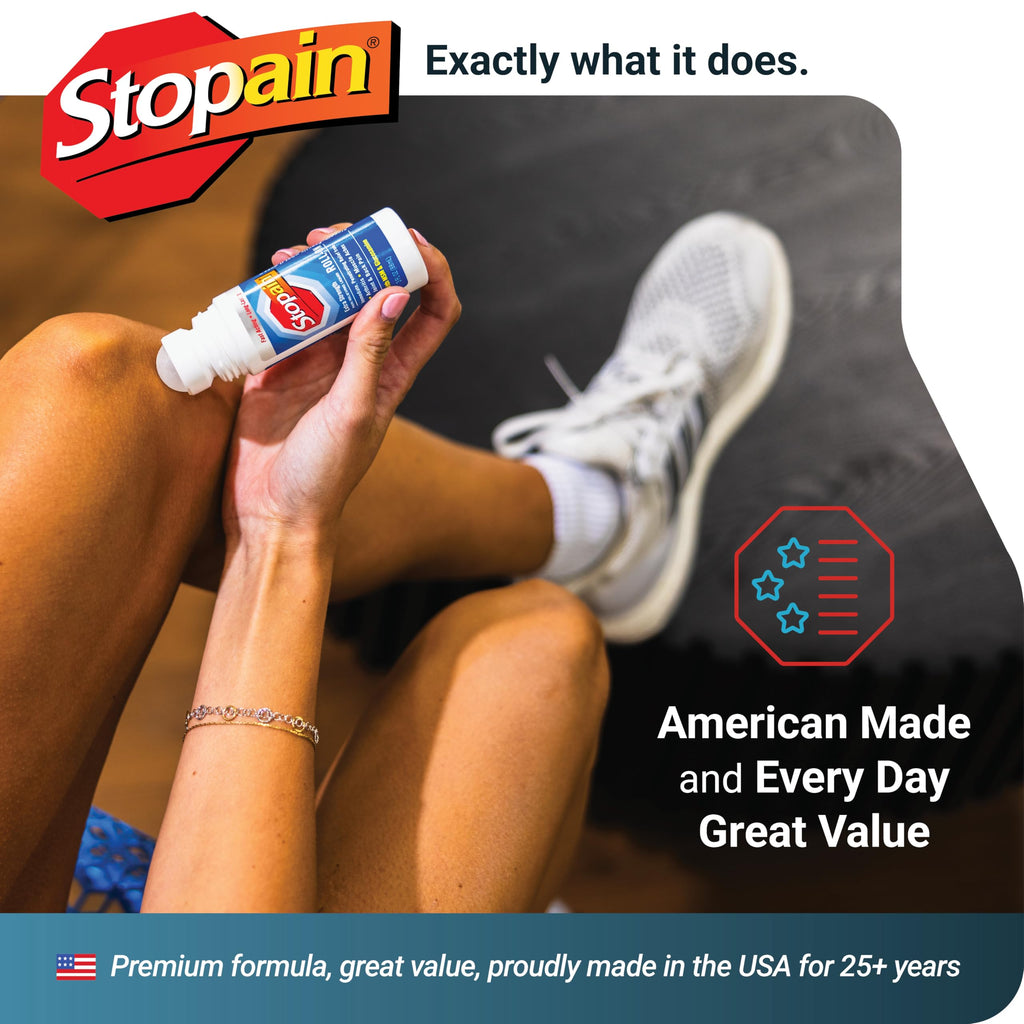 Stopain Pain Relief Roll On Gel 3oz, USA Made, Max Strength Fast Acting with MSM, Glucosamine, Menthol for Arthritis, Lower Back, Knee, Neck, HSA FSA Approved OTC Topical Analgesic Products Stopain Au supplements