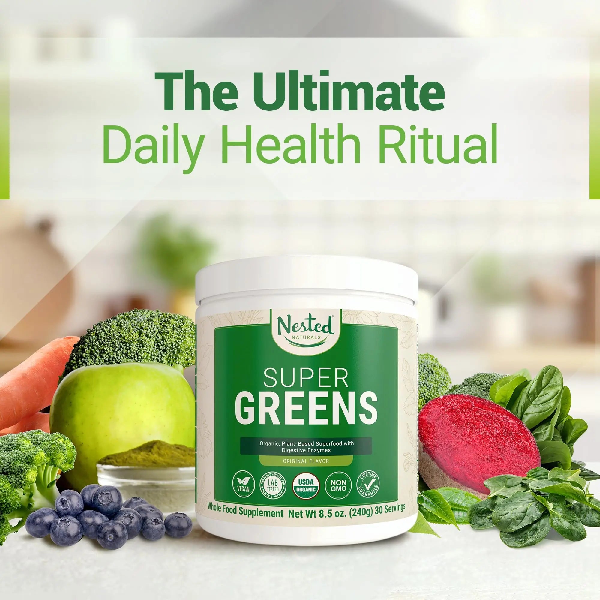 Super Greens Daily Greens Superfood Powder - Certified USDA Organic Green Powder Nested Naturals Au supplements