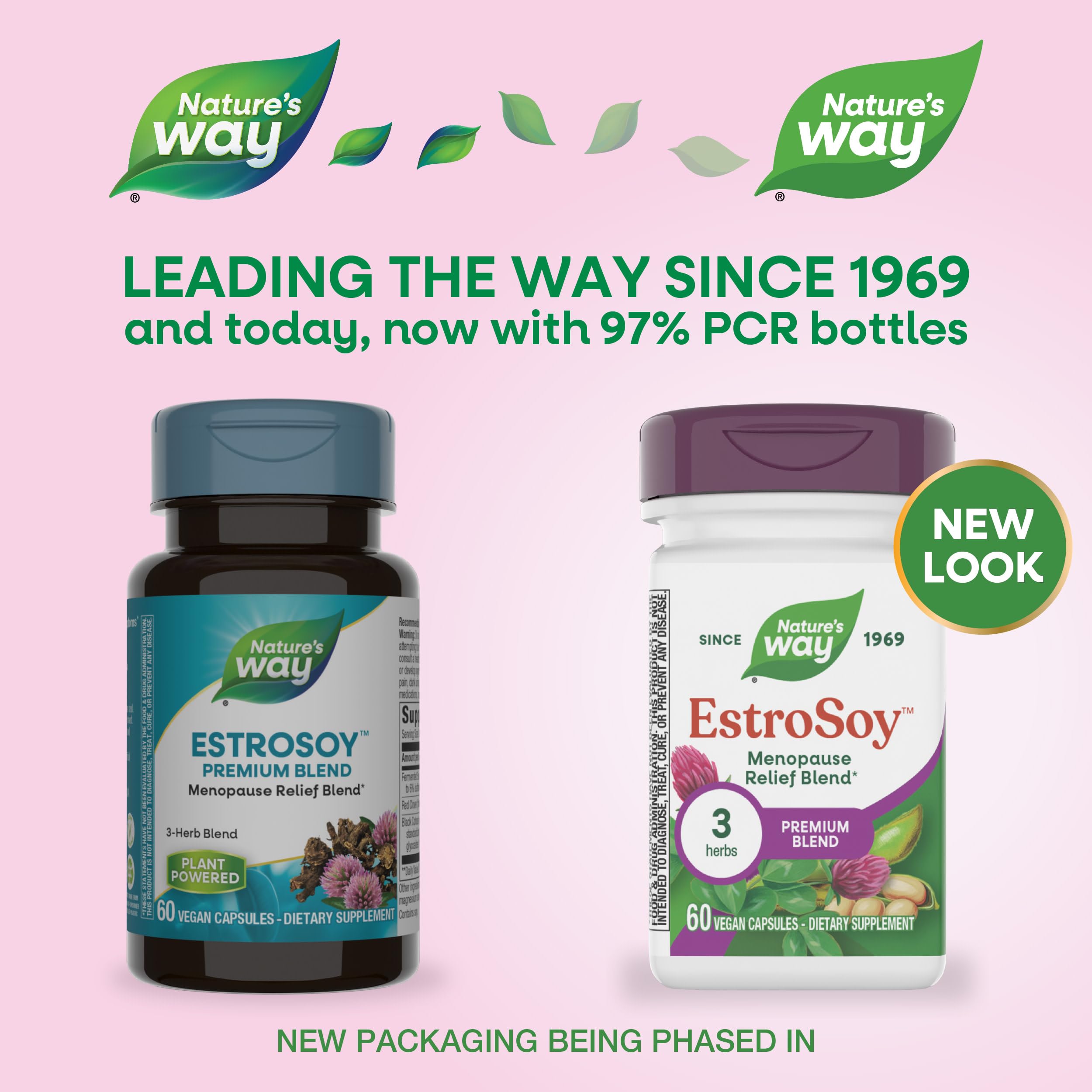 Nature's Way EstroSoy, Menopause Relief Blend*, Helps Relieve Menopausal Symptoms*, Black Cohosh, Fermented Soy Extracts, Red Clover, 60 Vegan Capsules (Packaging May Vary) Nature's Way Au supplements