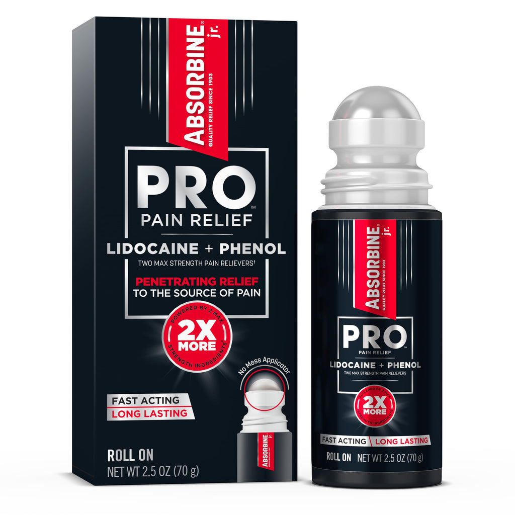 Absorbine Jr. PRO Maximum Strength Lidocaine Roll-On for Targeted Nerve and Muscle Pain Relief, 4% Lidocaine + 1.5% Phenol, Fast Acting & Long Lasting, 2.5 oz ABSORBINE JR. Au supplements